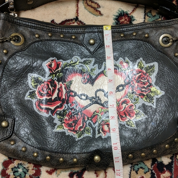 Isabella Fiore Chained Me Hearty Tattoo Distressed Leather Handbag - Picture 15 of 16